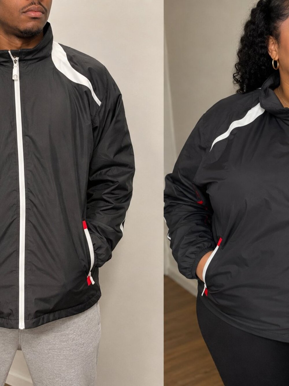 North End Sport Full-Zip Performance Windbreaker Jacket – Black/White/Red –UNISE